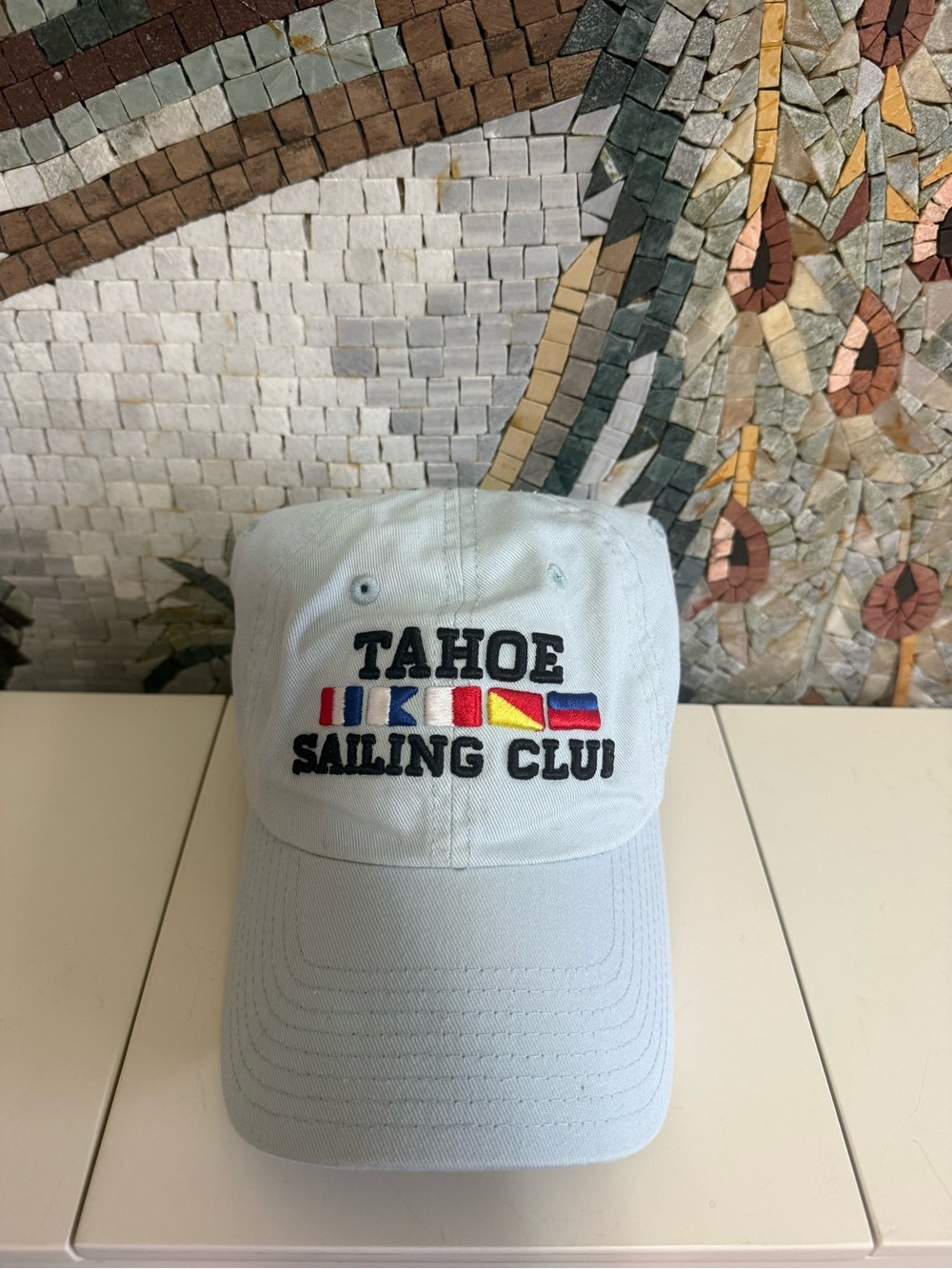 American Needle Tahoe Sailing Club Pale Blue Cap with Multicolor Flags